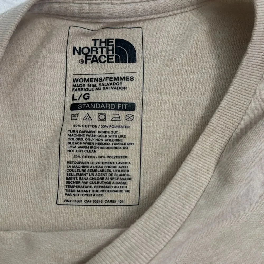 The North Face Women's Light Tan Tee with Pink Logo - Picture 5 of 8